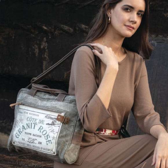 Vintage style work bag laptop tablet canvas E022 - Picture 3 of 7